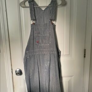 Dickies Blue and White Striped Jumpsuit